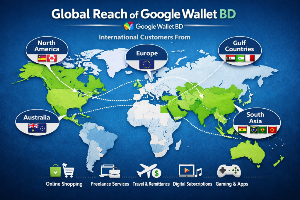 Global reach of Google wallet BD